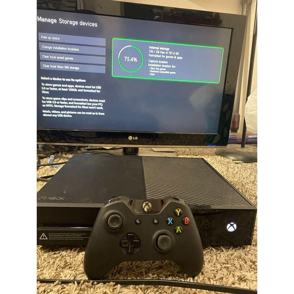 Microsoft Xbox One 1TB Black Console with Controller & Cords Tested And Working